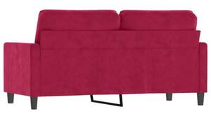 Sofa 2-osobowa, winna czerwieÅ, 140 cm, tapicerowana aksamitem