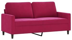 Sofa 2-osobowa, winna czerwieÅ, 140 cm, tapicerowana aksamitem