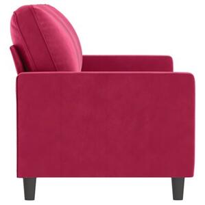 Sofa 2-osobowa, winna czerwieÅ, 140 cm, tapicerowana aksamitem