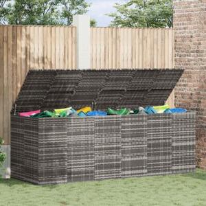 Skrzynia na poduszki ogrodowe rattan pe, 291x100,5x104cm, szara
