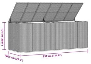 Skrzynia na poduszki ogrodowe rattan pe, 291x100,5x104cm, szara