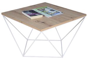 Druciany stolik kawowy dąb artisan + biały C4-M63