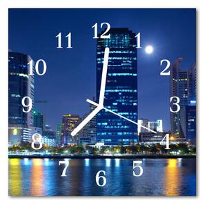 Zegar szklany kwadratowy Noc miasta