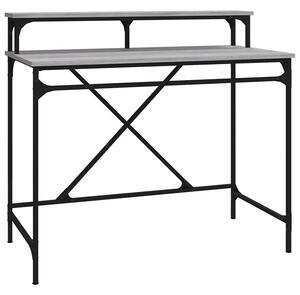 Biurko z metalowym stelażem industrialne 100 cm szary dąb D0-N11