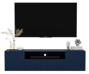 Granatowa ścienna szafka na tv z lamelami E8-B99
