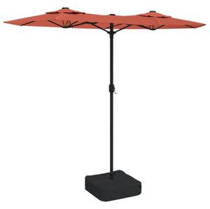 Podwójny parasol ogrodowy z LED, terakota, 316x145 cm