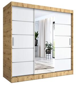 Szafa Przesuwna Biały 200 Cm Dąb Artisan + K3-R96