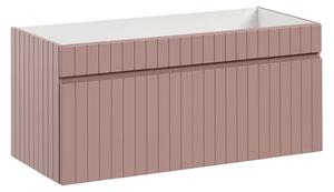 Ścienna szafka umywalkowa 100 cm z lamelami róż K7-F94