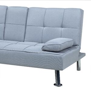 Sofa rozkładana z funkcją spania 3-osobowa stolik w oparciu jasnoszara Roxen Beliani