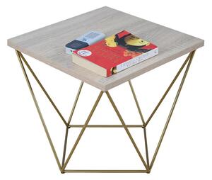 Minimalistyczny stolik druciany dąb sonoma + złoty R8-E44