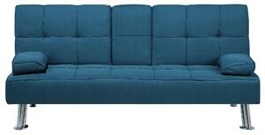 Sofa rozkładana z funkcją spania 3-osobowa stolik w oparciu niebieska Roxen Beliani