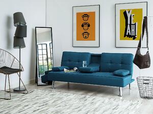 Sofa rozkładana z funkcją spania 3-osobowa stolik w oparciu niebieska Roxen Beliani