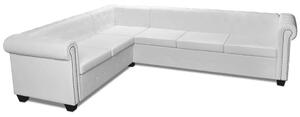 6-osobowy biały narożnik w stylu Chesterfield S4-R07