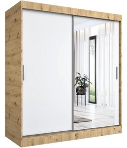 Szafa przesuwna dąb artisan + biały 180 cm S4-F54