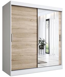 Szafa przesuwna biel + dąb sonoma 180 cm T7-N69
