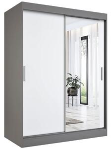 Szafa przesuwna antracyt + biały 150 cm biały połysk K8-H24