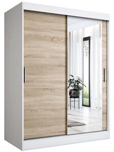 Szafa przesuwna biel + dąb sonoma 150 cm W2-L61