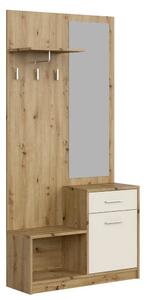 Garderoba z lustrem do przedpokoju dąb artisan + kaszmir A6-C32