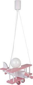 Różowa dziecięca lampa wisząca samolot drewniana - S199 B6-P40