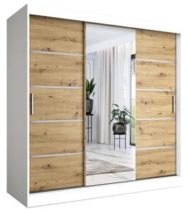 Szafa przesuwna 200 cm biały + dąb artisan B1-D19