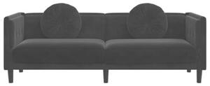 Sofa 3-osobowa z poduszkami, czarna, aksamit