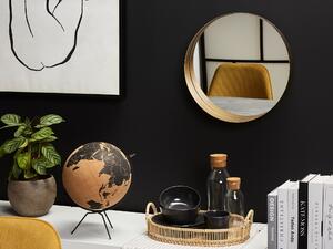 Nowoczesne lustro minimalistyczne okrągłe mosiądz przedpokój łazienka Piney Beliani
