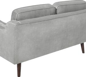 Sofa kanapa dwuosobowa drewniane nóżki welurowa retro jasnoszara Lokka Beliani