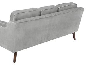 Sofa kanapa trzyosobowa drewniane nóżki welurowa retro jasnoszara Lokka Beliani