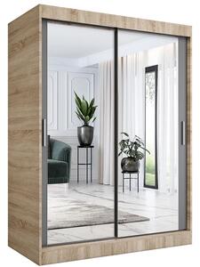 Szafa przesuwna z lustrem 150 cm dąb sonoma + antracyt R4-G35