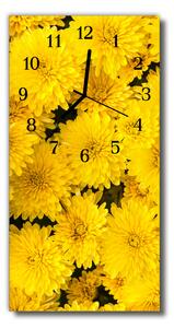 Zegar Szklany Pionowy Kwiaty Kwiaty żółty