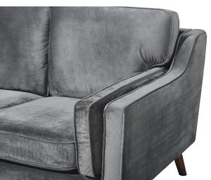 Sofa kanapa dwuosobowa drewniane nóżki welurowa retro ciemnoszara Lokka Beliani