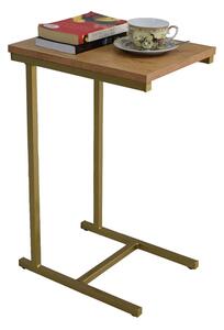 Minimalistyczny stolik pomocniczy złoty + dąb lancelot B0-W03