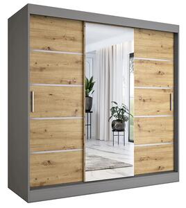 Szafa Przesuwna 200 Cm Antracyt + Dąb Artisan S8-C41