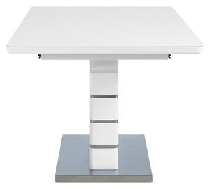 Stół rozkładany biały 180 - 220 x 90 cm wysoki połysk szklany blat prostokątny Hamler Beliani