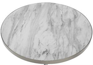 Nowoczesny stolik kawowy okrągły 61 cm na trzech nogach srebrny biały Ramona Beliani