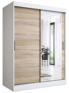 Szafa przesuwna 150 cm biel + dąb sonoma B9-L87