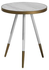Nowoczesny stolik kawowy okrągły 44 cm na trzech nogach złoty biały Ramona Beliani