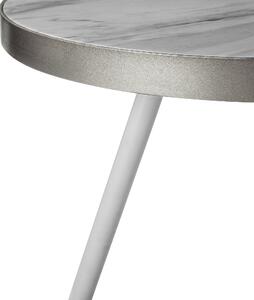Nowoczesny stolik kawowy okrągły 44 cm na trzech nogach srebrny biały Ramona Beliani