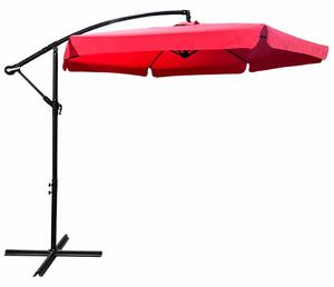 Czerwony parasol ogrodowy na wysięgniku S8-K74