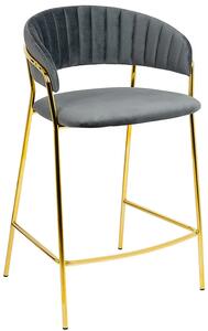Szary tapicerowany hoker welurowy glamour S7-S86