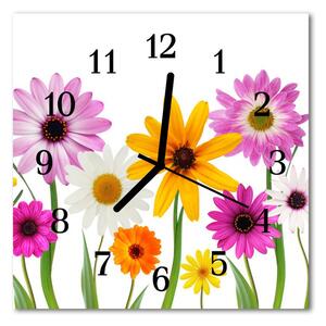 Zegar szklany kwadratowy Kwiaty
