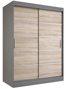Szafa przesuwna antracyt + dąb sonoma 150 cm C3-G21