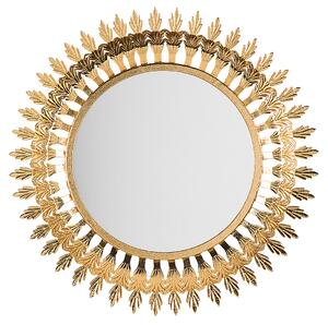 Metalowe okrągłe lustro ścienne 60 cm ozdobne złote do przedpokoju Vorey Beliani