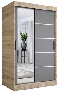 Szafa przesuwna 120 cm dąb sonoma + antracyt H7-E68