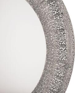 Lustro wiszące srebrne glam okrągłe do sypialni metalowe 80 cm Channay Beliani