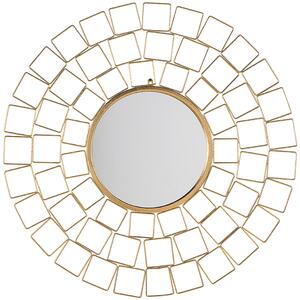 Lustro ścienne okrągłe złote przedpokój salon vintage glam Labrit Beliani