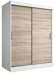 Szafa przesuwna biel + dąb sonoma 150 cm E4-A79