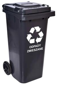 Czarny kosz na śmieci 120L R0-N98