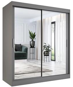 Antracytowa szafa przesuwna lustrzana 180 cm F2-P01