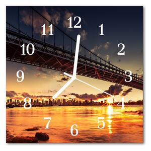 Zegar szklany kwadratowy Rzeka most